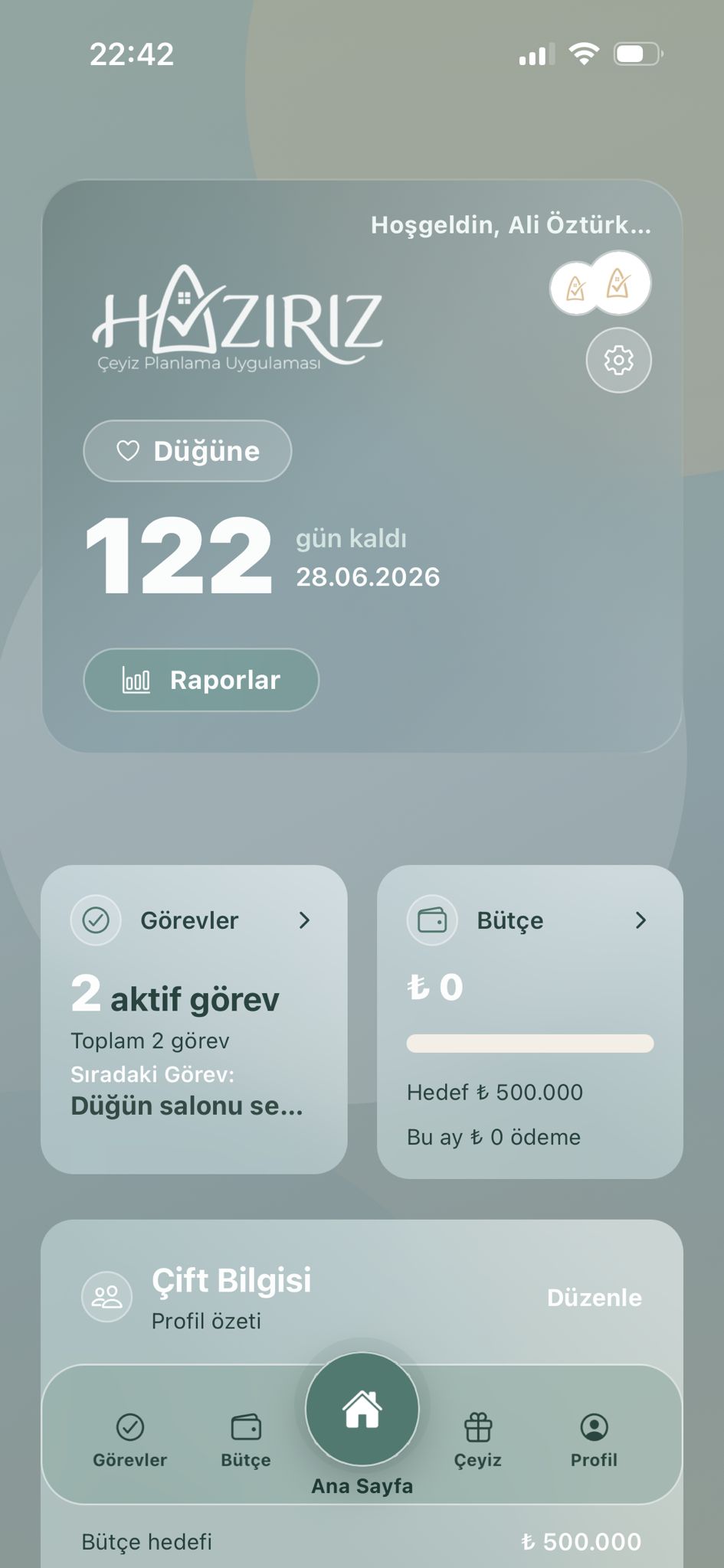 Hazırız telefon görünümü