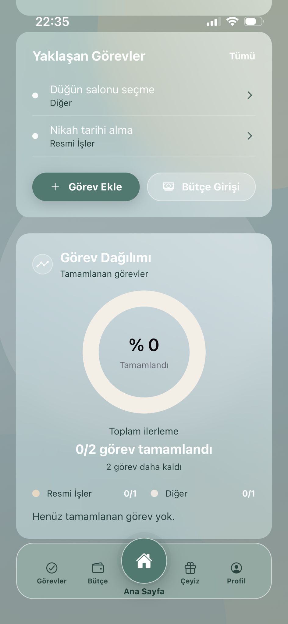 Çift bilgisi ekranı